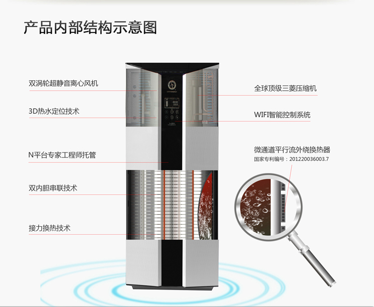 纽恩泰空气能热水器内部结构示意图